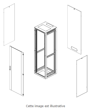 Baie Serv noire 42U 600x1000 porte verre 800kg